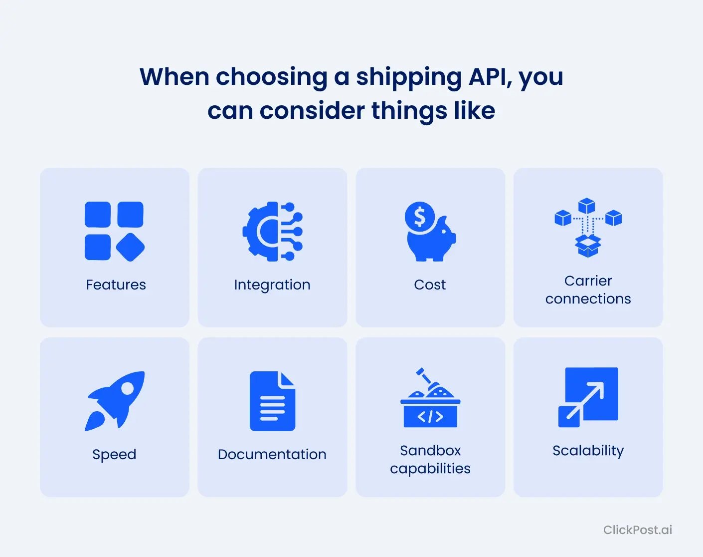 When choosing a shipping API, you can consider things like