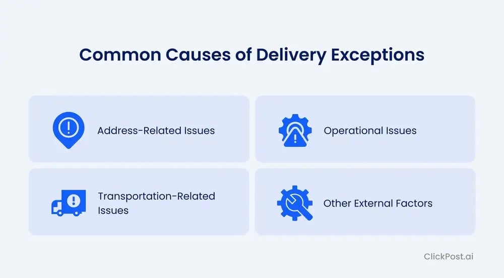 Common causes of delivery exceptions